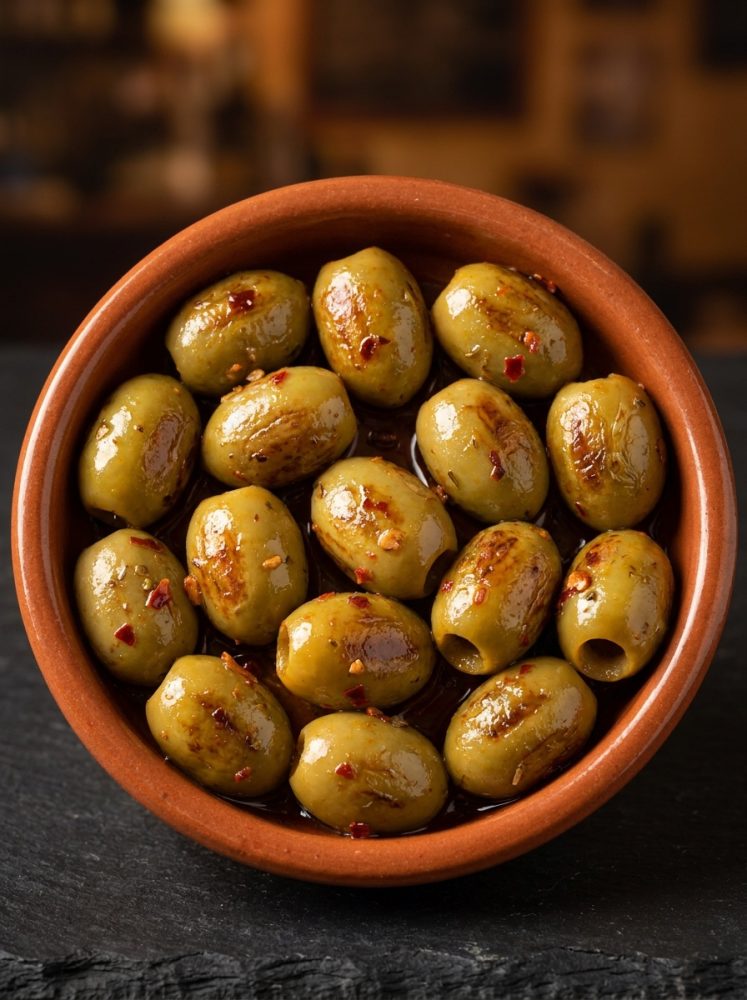 Olives grillées dénoyautées pimentées